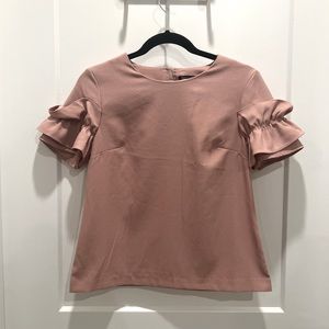 Banana Republic professional shirt/ blouse - soft pink/ mauve with ruffle sleeve